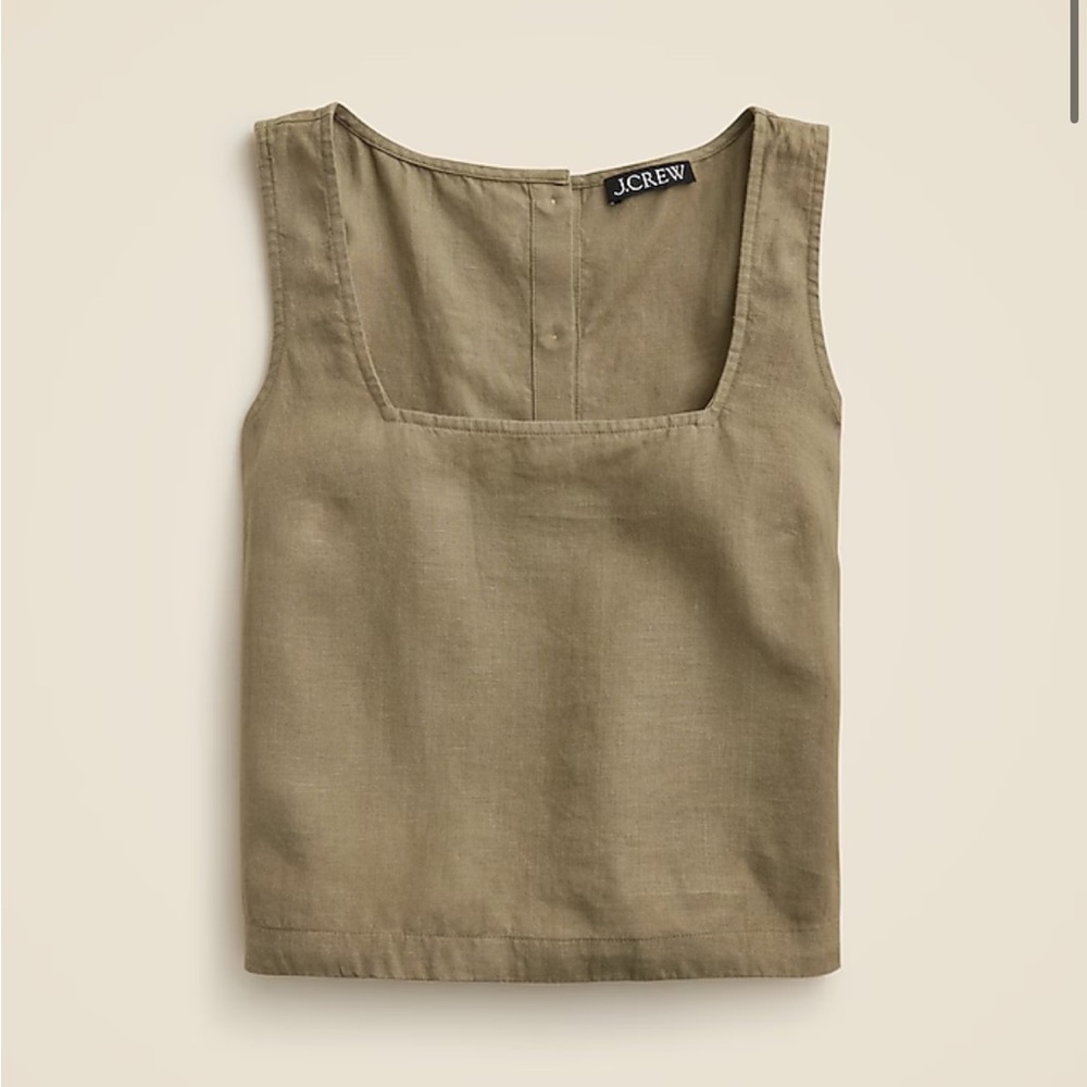 NWT J. Crew square neck button back linen top